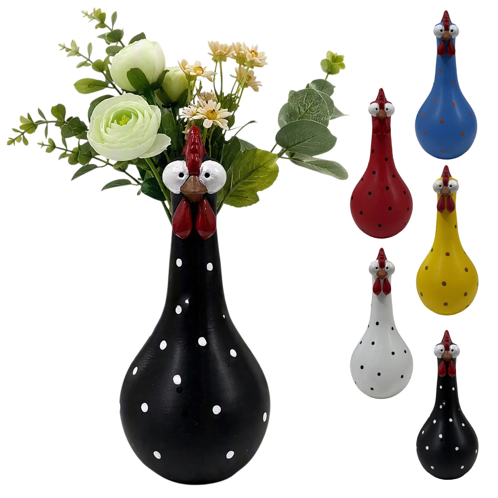 Long-Necked Chick Vase Long Neck Colorful Dot Chicken Vases Long Neck Chicken Vase for Home Desktop Display Florals Arrangement