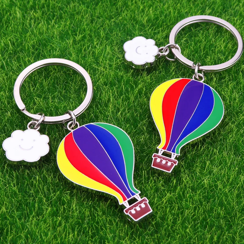 New Free Hot Air Balloon Keychain Imitation Enamel Color Hot Air Balloon Keychain Travel Souvenir Small Gift K5056