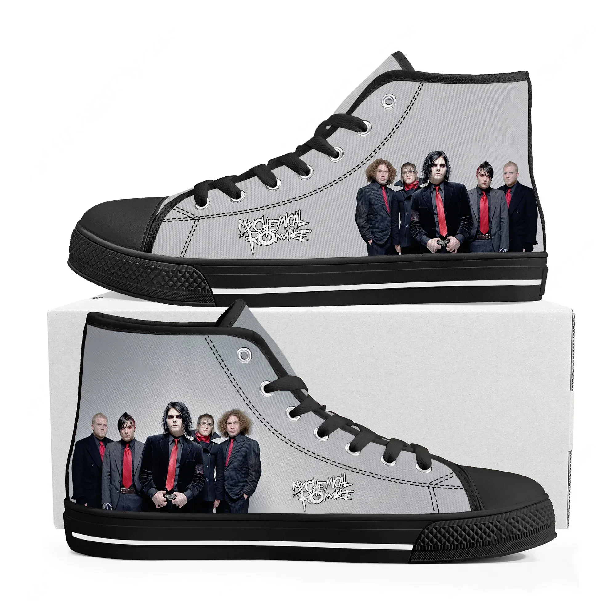 

Кроссовки My Chemical Romance High Top для мужчин, женщин и подростков, высококачественные модные повседневные кеды из канваса, стильная обувь на заказ