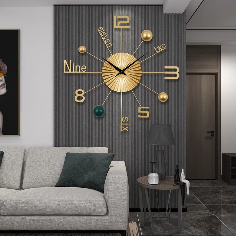 Round Metal Wall Clocks Silent Digital Quartz Modern Clock Stylish Luxury Watches Elegant Large Clocks Wall Home Decoration