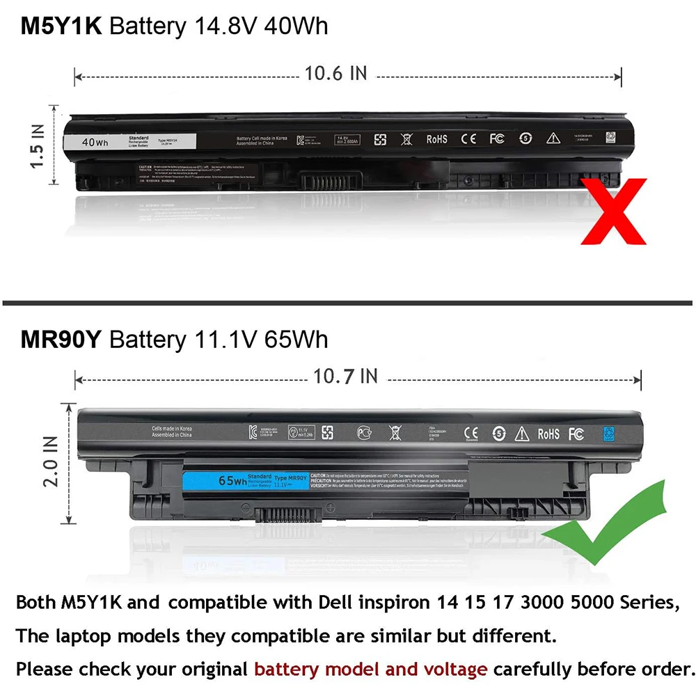 65WH MR90Y Battery for Dell Inspiron 3521 3721 5521 5721 14-3421 14-3437 14R-5421 14R-5437 17 Latitude14 3000 3540 Series XCMRD