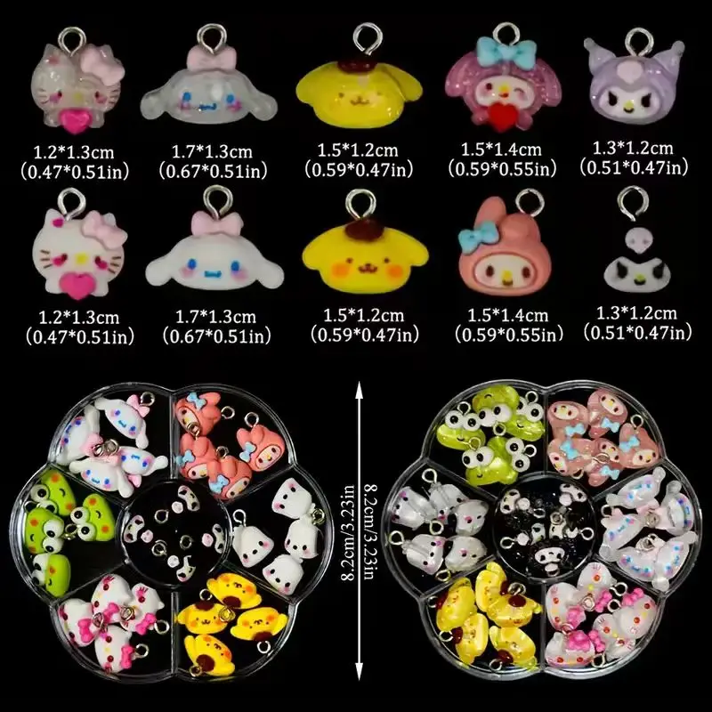 28 ciondoli a forma di cartone animato, forniture fai da te per collane, catene di maglioni, orecchini, portachiavi, regalo per gli amanti dell'artigianato, perline anime, C