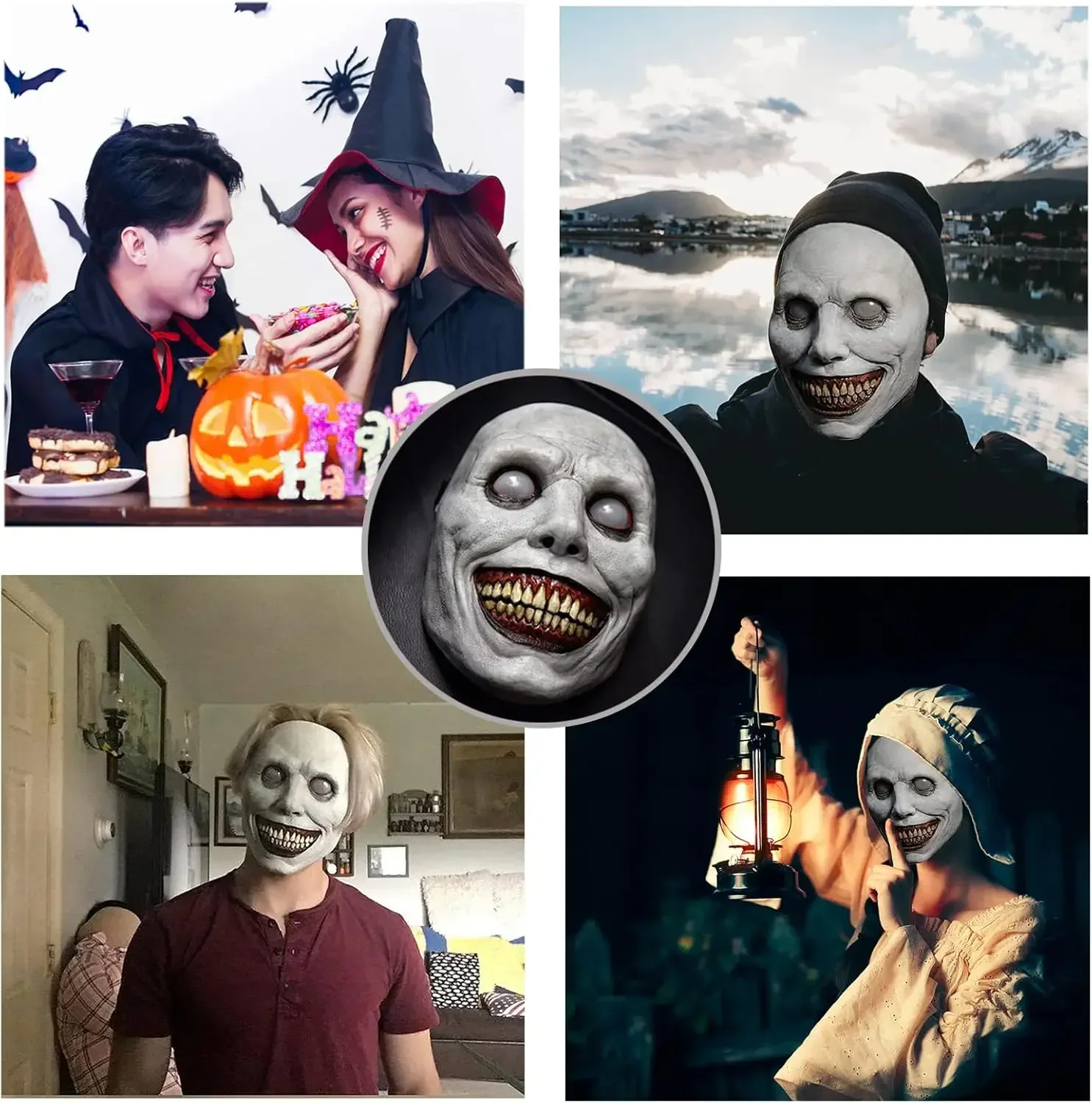 1-10 قطعة قناع شيطان ابتسامة الهالوين لطارد الأرواح الشريرة زي شبح للحفلات وديكورات منزلية مسكون دعامة الحفلات