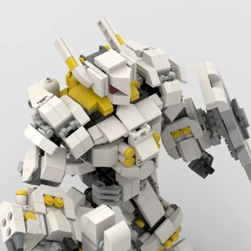 Militar combate mech modelo moc tijolos de construção cavaleiro branco mecha tecnologia blocos modulares presente brinquedo natal diy conjuntos montagem