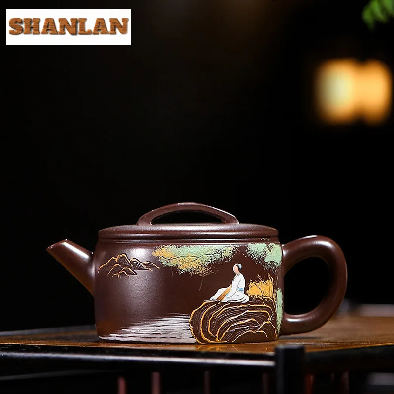 

140ml High-end Yixing Purple Clay Teapots Handmade Large Caliber Pot Raw Ore Purple Zhu Mud Kettle With Infuser Zisha Tea Set