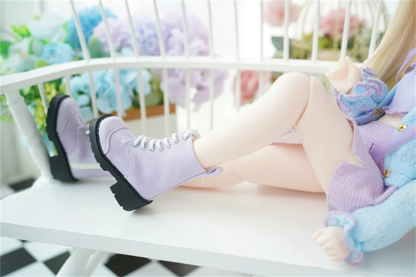 In Stock BJD Shoes 1/4 1/6 Square-toe Patchwork Multi-color Ankle Boots Cute Girls Blue Black BJD Doll Accessories