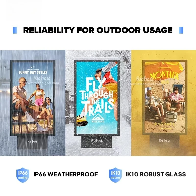 High Brightness 3000nit Outdoor IP65 Waterproof TV Wall Mounted Digital Signage Advertising Screen LCD Display 43 55 65 75 86in