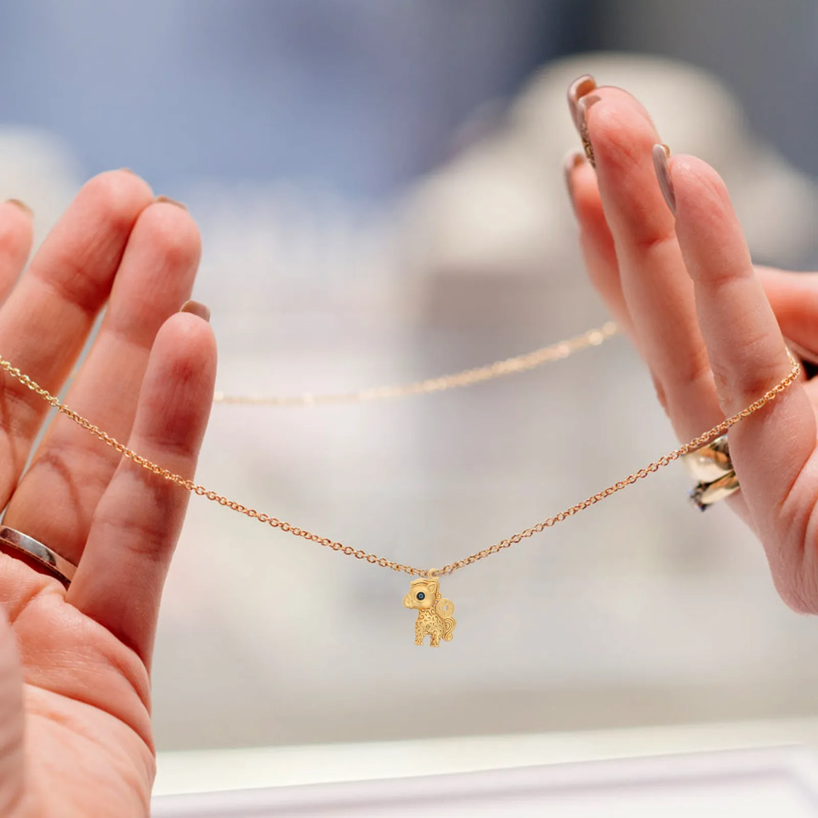 Gold Chinese Zodiac Horse Pendant 2026 Year of The Horse Lucky Charm for Keychain Car Rearview Mirror Hanging DIY Bag Charm