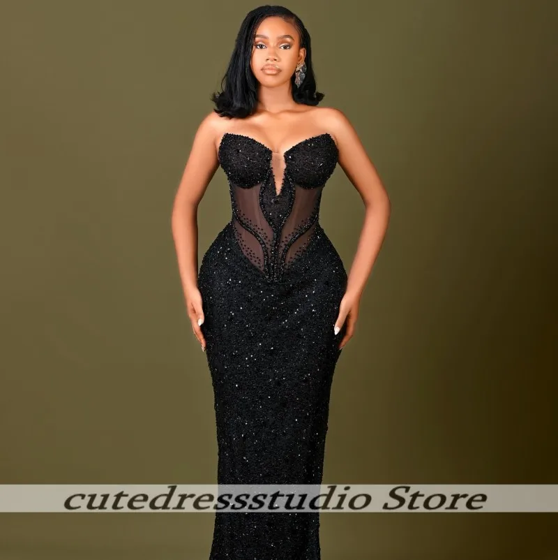 

Black Evening Dress For Women 2026 Simple Mermaid Sequins Beaded Elegant Formal Party Dresses Vestidos De Fiesta Customized