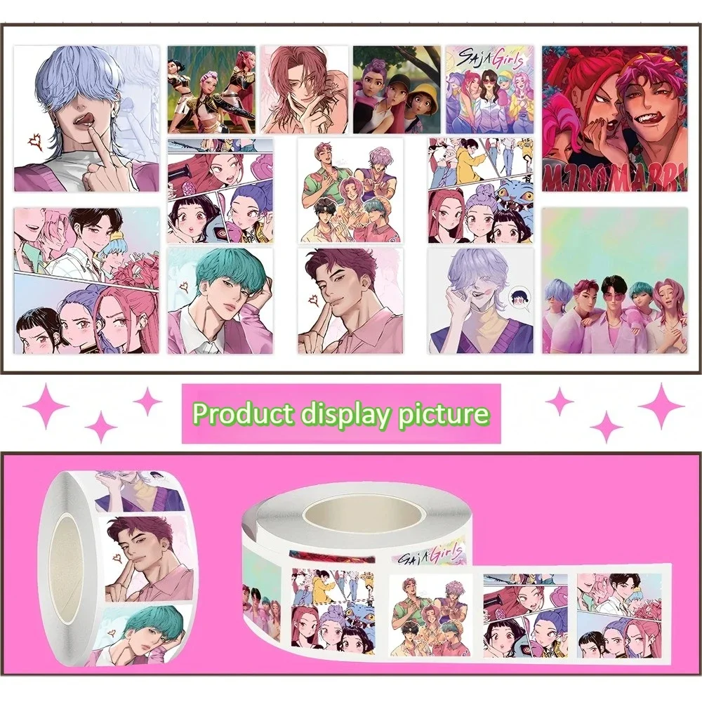 

500/1000pcs KPop Devil Hunter sticker rolls, decorative circular sealing stickers, multi-functional stickers