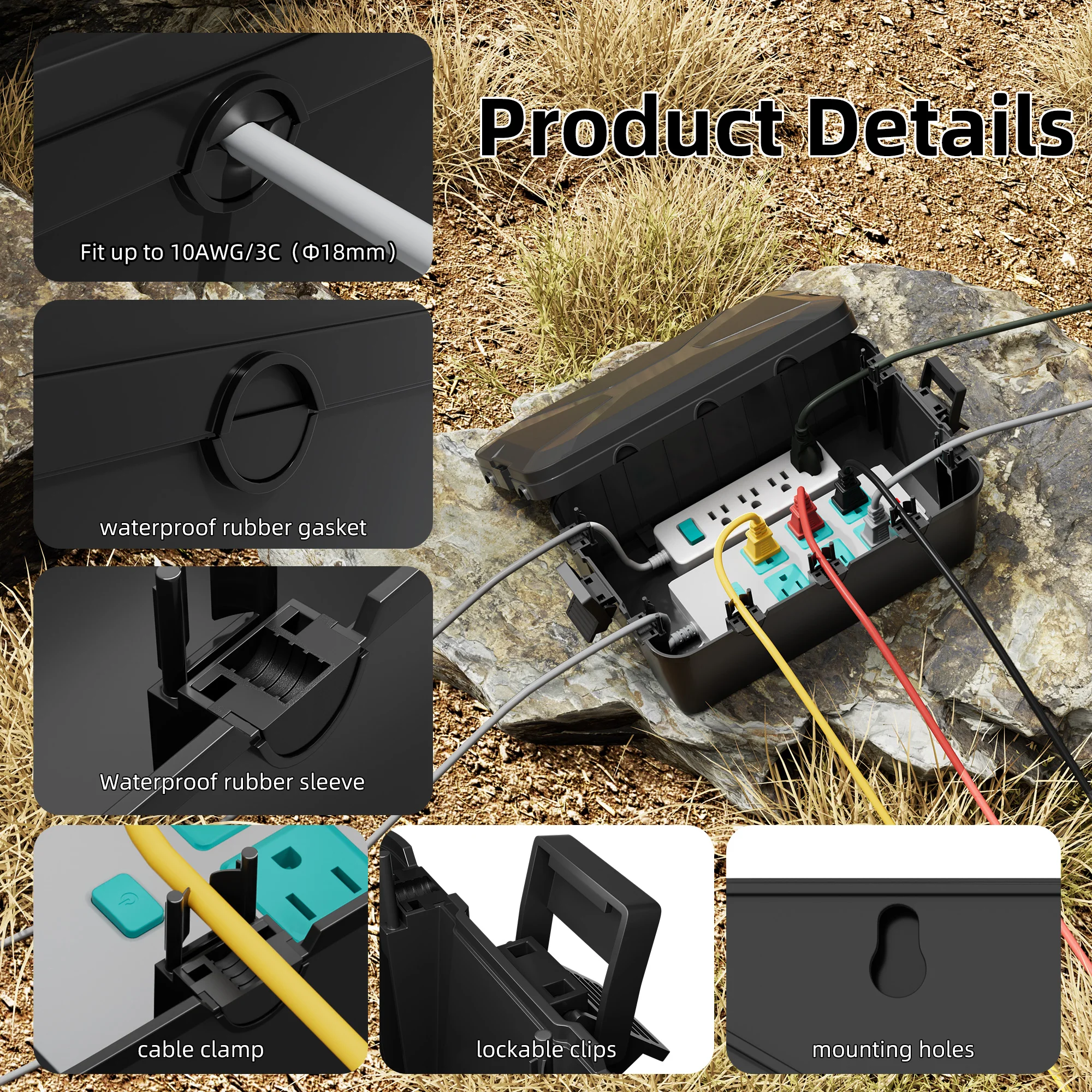 

Large Outdoor Electrical Box 13x8x5 Outdoor Extension Cord Cover Waterproof Connection Box Outside Power Cord Enclosure