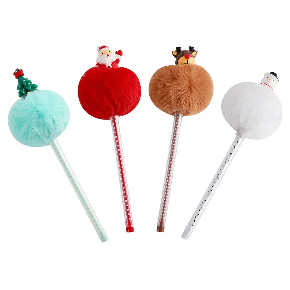 4 قطعة عيد الميلاد بوم بوم جل اللوحة أقلام الكتابة للمعلمين الطلاب القرطاسية مكتب اللوازم المدرسية تسجيل الأقلام #6