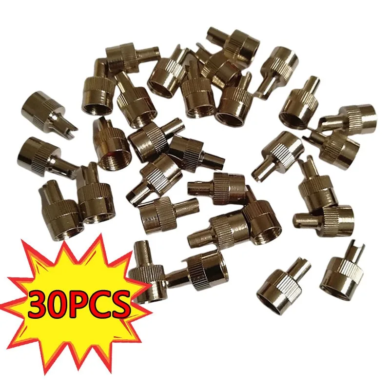 

30pcs Slotted Head Valve Stem Caps with Core Remover Tool for Car Motorcycle Silver, Copper Universal