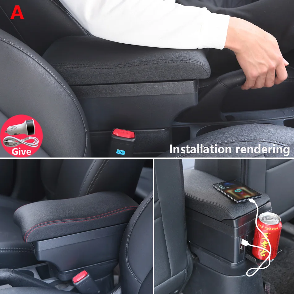 For Dacia Spring Armrest For Renault K-ZE Car Armrest box Auto Storage Box leather Dedicated Simple installation Curved Surface