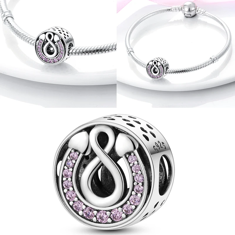 925 Sterling Silber Glücks-Hufeisen-Anhänger mit CZ Zirkon, passend für Armbänder, Taschen, Schlüsselanhänger, DIY-Schmuck, origineller Modeschmuck für Frauen – Detail 11