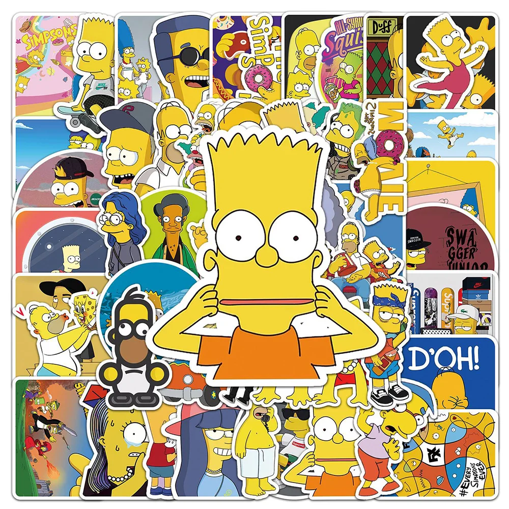 10/30/50pcs Cartoon The Simpsons Stickers for Laptop Water Bottle Phone Case Motorcycle Waterproof Cute Kids Sticker Toys Decals