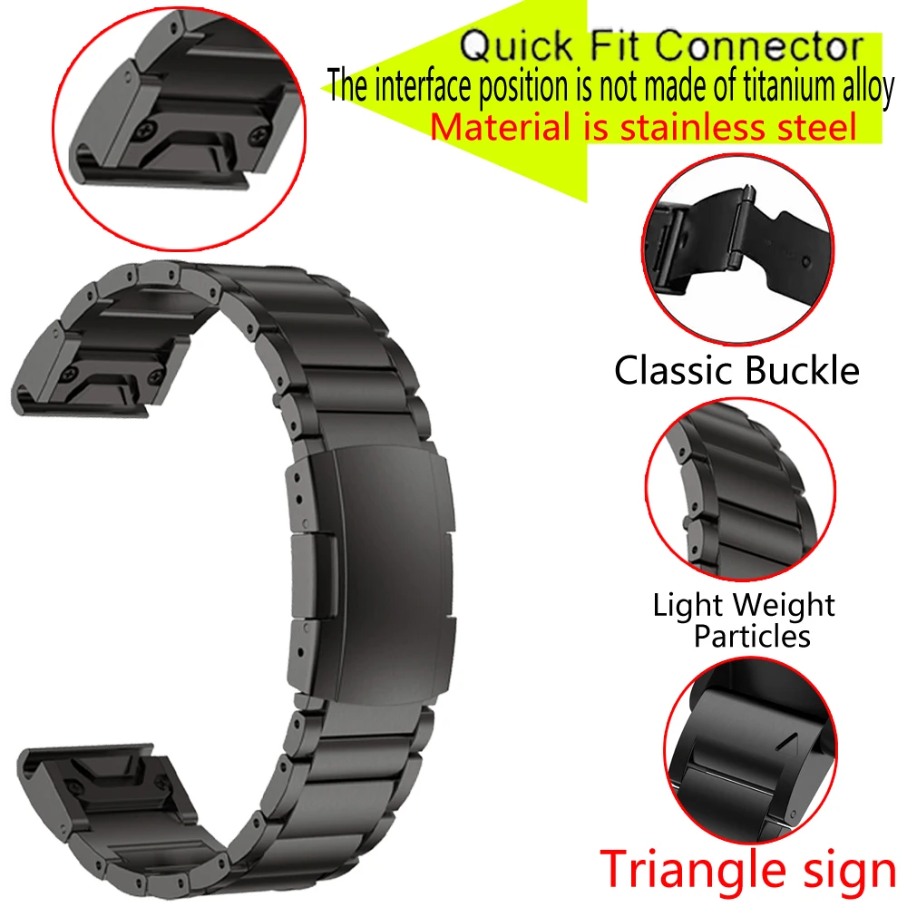 22 26mm Titanium Metal Watchband For Garmin Fenix 7 7X 6 6X Pro 5 5X Plus 3HR Epix Gen 2 Forerunner 935 Strap Quickfit Bracelet