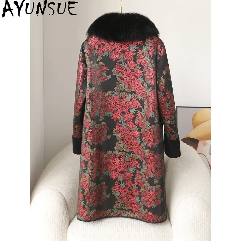 AYUNSUE manteau de fourrure pour femme 2025 dames manteaux et vestes d'hiver élégant mi-long vêtements pour femme de haute qualité Ropa Mujer