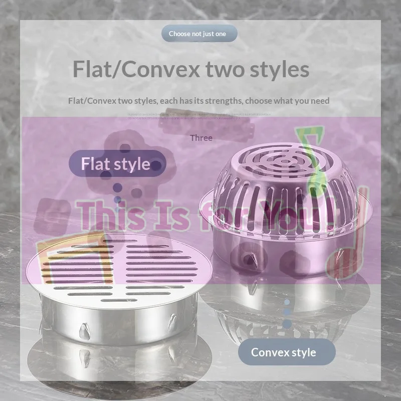 

【MA】Stainless Steel Floor Drain Flat Dome Designs Roof Round Anti-Blocking Rust Proof For Bathroom Kitchen Outdoor Use