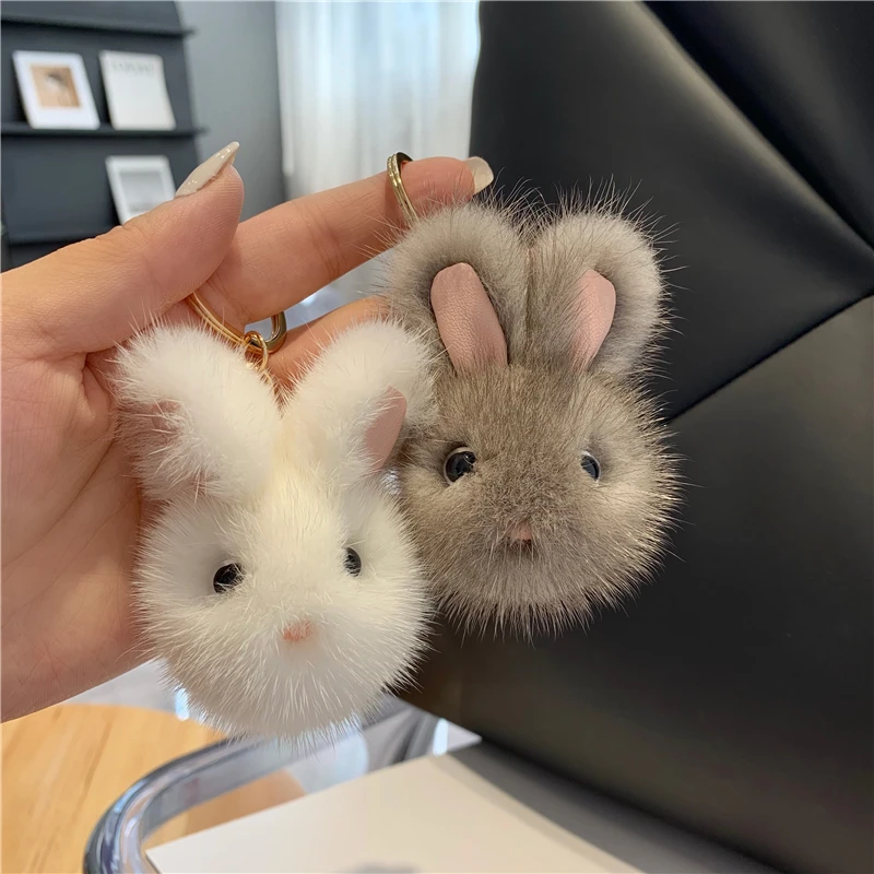 

Новинка 2024, брелок в виде милого кролика, подвеска из натурального меха норки для куклы кролика, подвеска для сумки, Очаровательное украшение, детские подарки