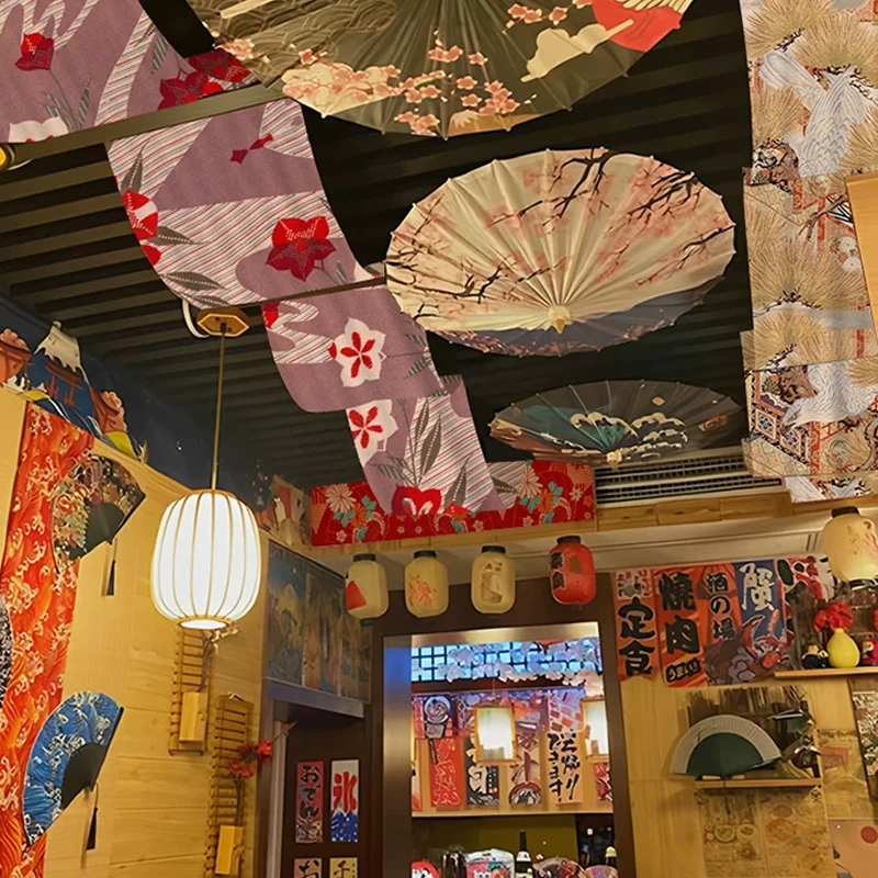 Japanese Style Ceiling Valance Resturant Izakaya Cuisine Sky Canopy Taverns Indoor Atmosphere Decoration Camping Barbecue Decor