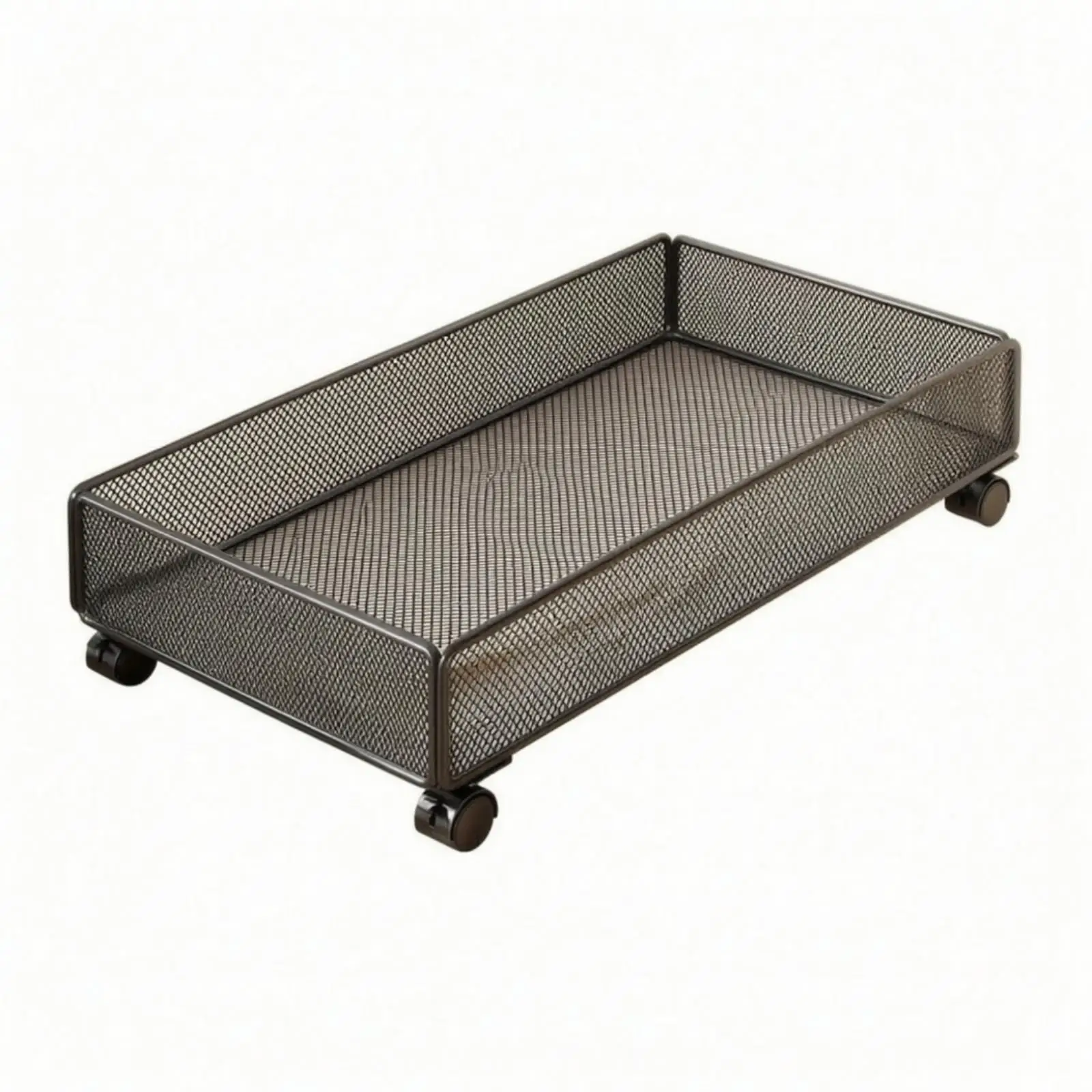 Under Bed Rolling Container Carbon Steel Mesh Storage Basket with Smooth Wheels for Clothes Linens