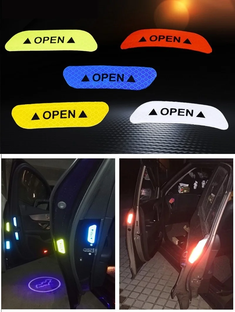 Car Door Reflective Decals, Warning Stickers, Collision Prevention Stickers, Car Door OPEN Reminder Reflective Stickers