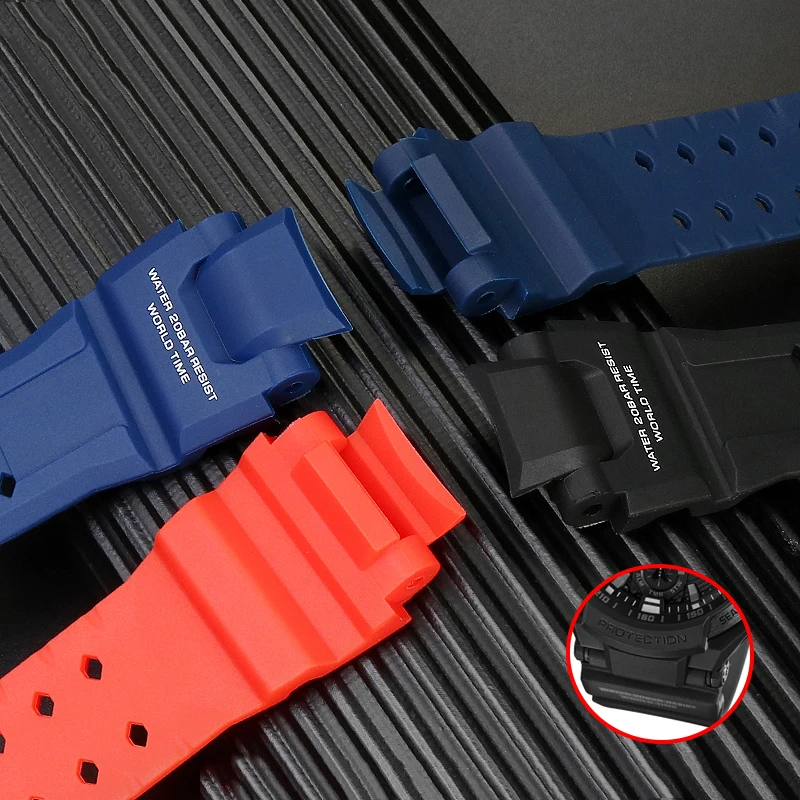 For Casio GA-1000 GA-1100 GW-A1000/1100/4000 Rubber Watchband Silicone Outdoor Sports Watch Bracelet Strap Blue Orange Black