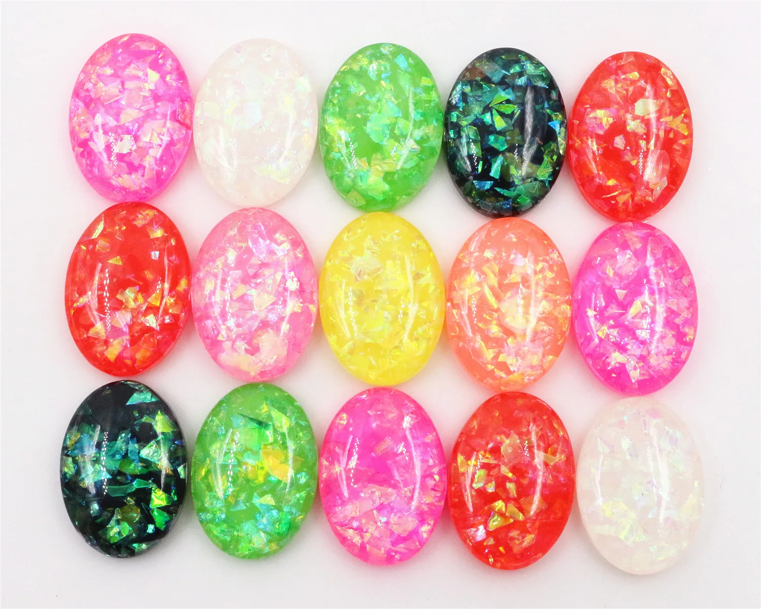 13x18mm 40pcs/Lot New Fashion Mix Color Built-in metal foil Flat back Resin Cabochons Cameo V7-08