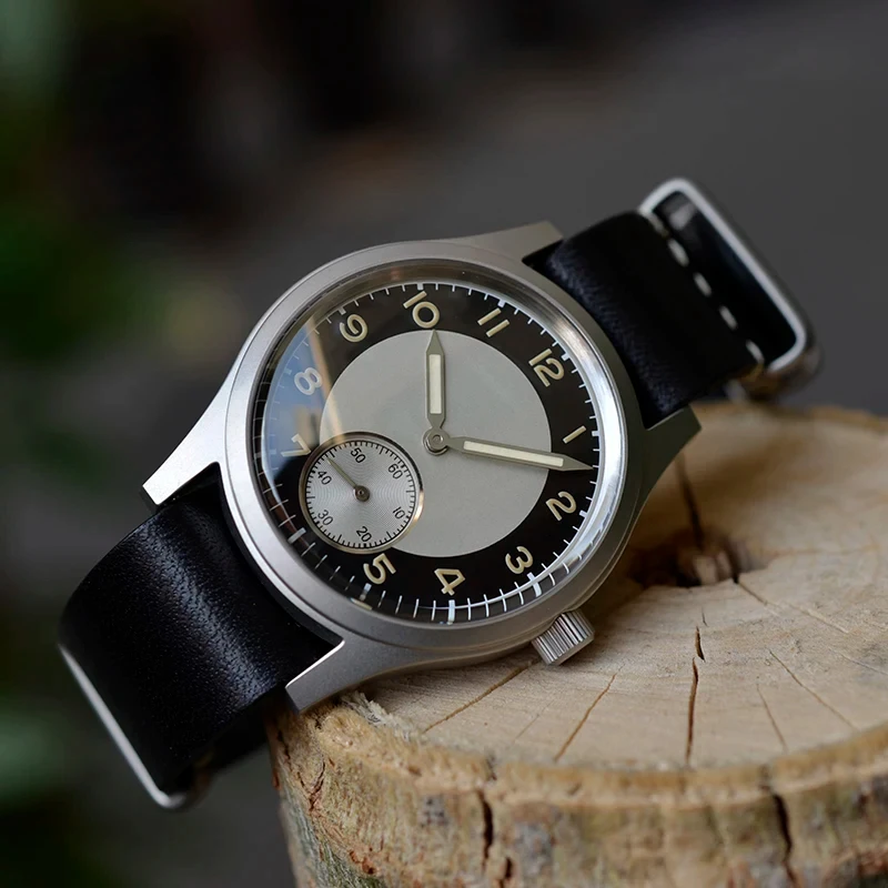 

Baltany Tuxedo Retro Watch 36mm Sub Second 60s Mini Popular Dress Watches Stainless Steel Leather Strap Wristwatch