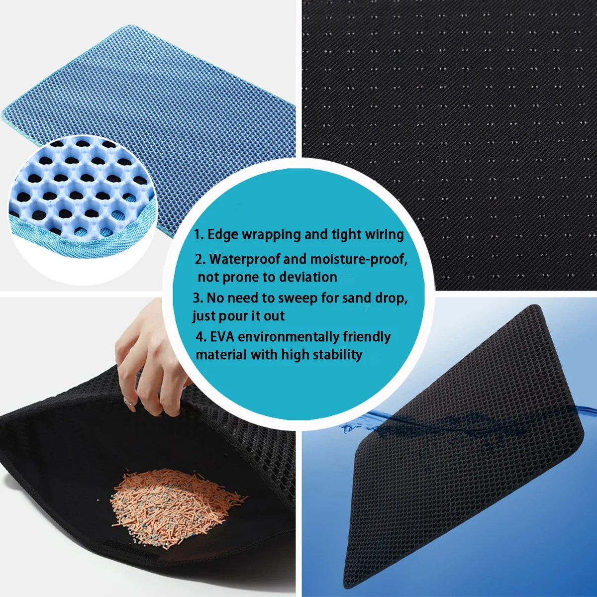 Pet Cat Litter Mat Waterproof Double Layer EVA Foldable Cat Litter Trapping Pet Carpet Bed Pads For Cats Pet Clean Supplies