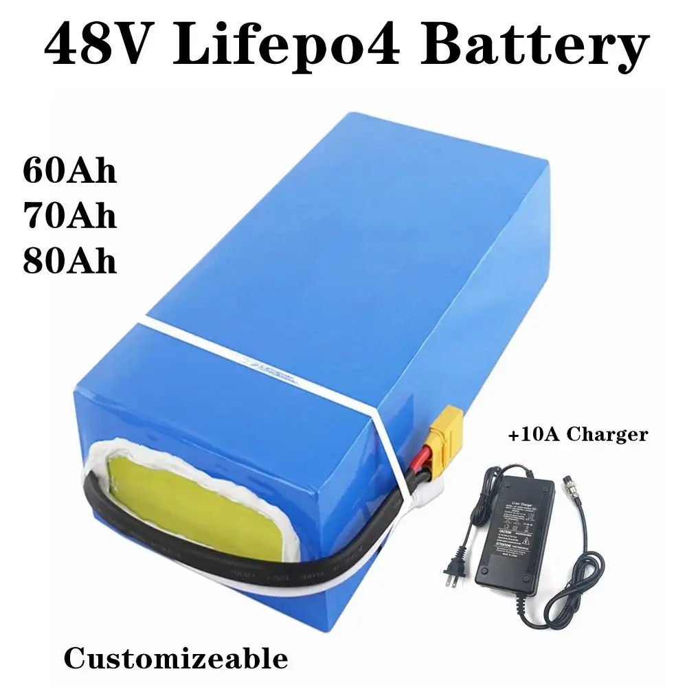 

Lithium 48V 80AH lifepo4 48V 60Ahbattery 48V 70Ah Rechargeable for 3500w scooter bike Solar motorcycle vehicle + 10A Charger