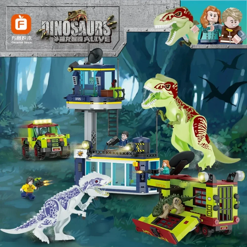 New Jurassic Dinosaur Ship Toys Building Block DIY Escape From Ocean Mosasaurus Assembly Bricks Educational Sets Children Gifts