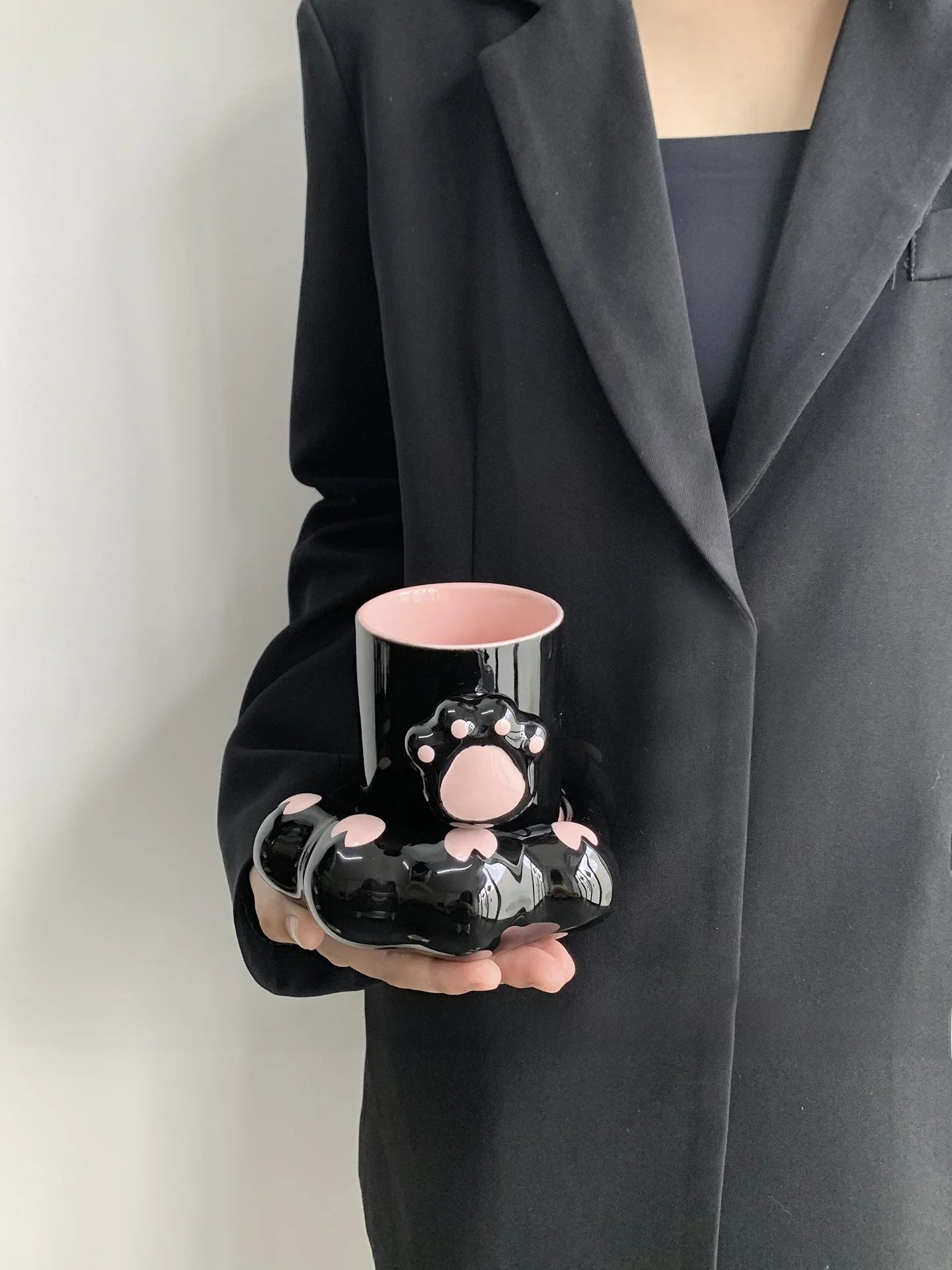 Adorable Ceramic Coffee Cup  Paw Island Afternoon Tea Water Cup Gift for Best Friend Cute Orange Half-Cup Mark Mug for Off...