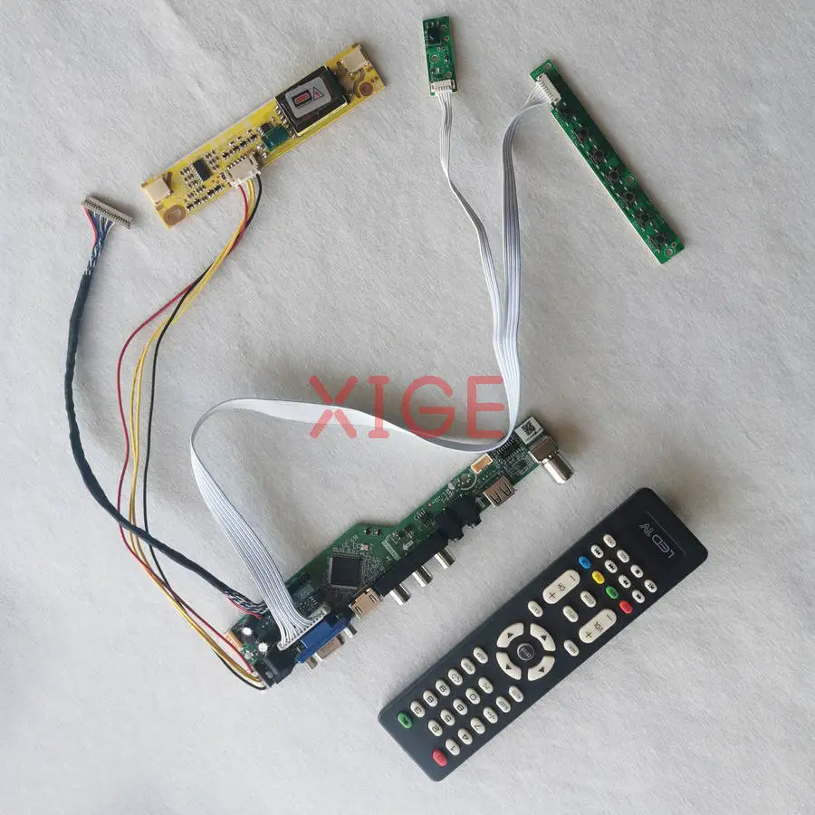 

Комплект для самостоятельной сборки контроллера экрана для LM150X08, LM150X07, LC150X08, LM150X06, 2CCFL, USB+AV+VGA+HDMI, 20-контактный LVDS, 1024*768