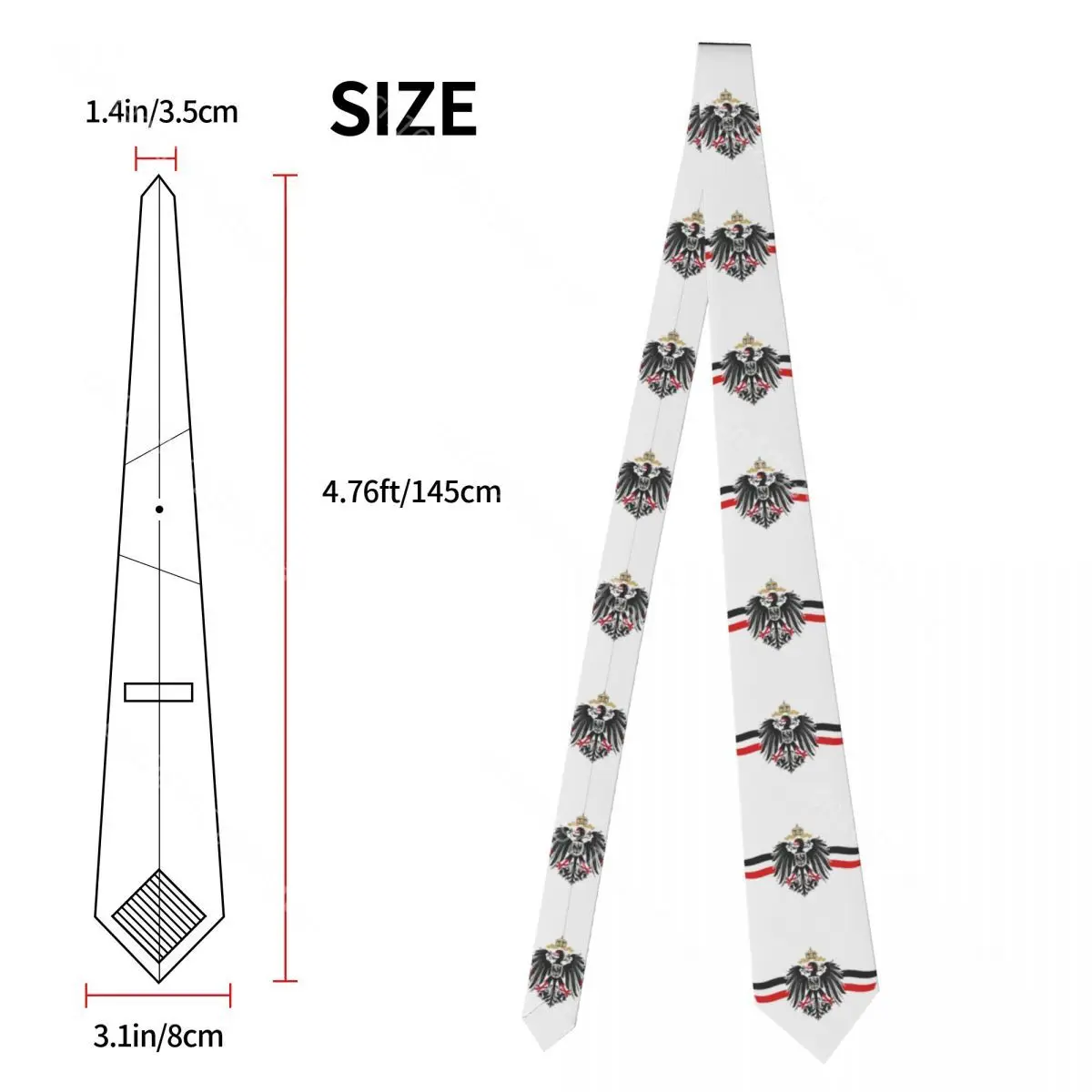 Галстуки с флагом немецкой империи, императорский орл, тонкие полиэстеровые галстуки 8 см, классические немецкие галстуки для мужчин, аксессуары для рубашек, вечерние