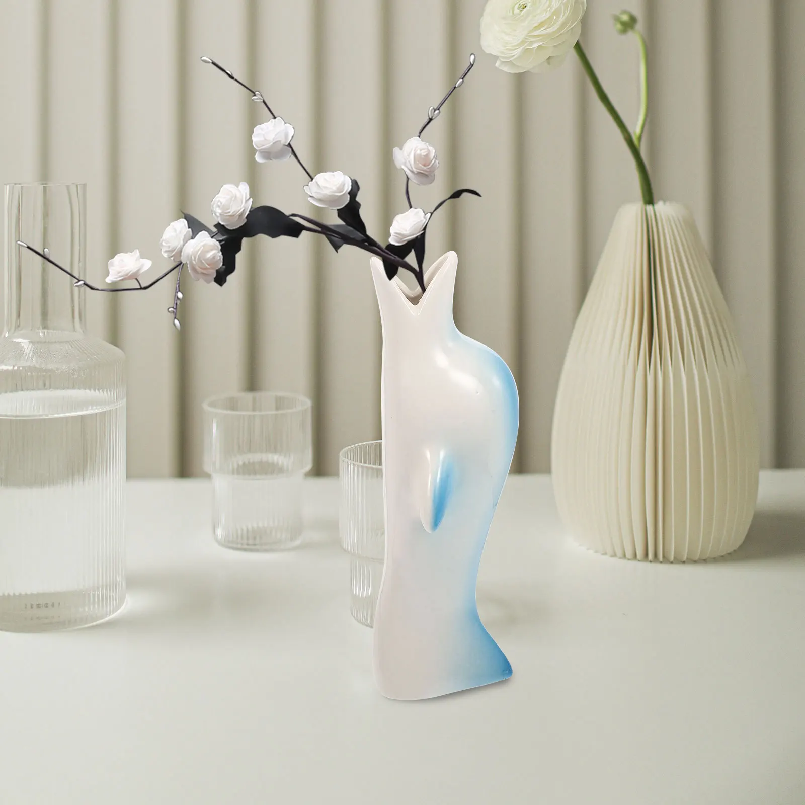

Vase Modern Decor Dolphin Ceramic Flower Holder Unique Home Decoration Blue Shaped
