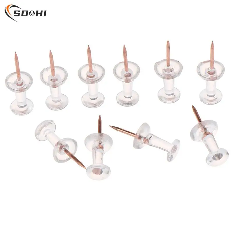 100pcs Push Pins Thumb Thumbtack Board Pins Drawing Photo Wall Studs Office School Supplies Transparent Rose Gold