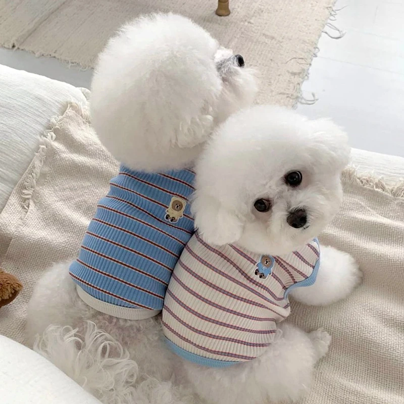 

Striped Cubs Dog Clothes Thin Pet Vest Bichon Pomeranian Summer Clothes Teddy Casual T-Shirt Cool Pet Supplies