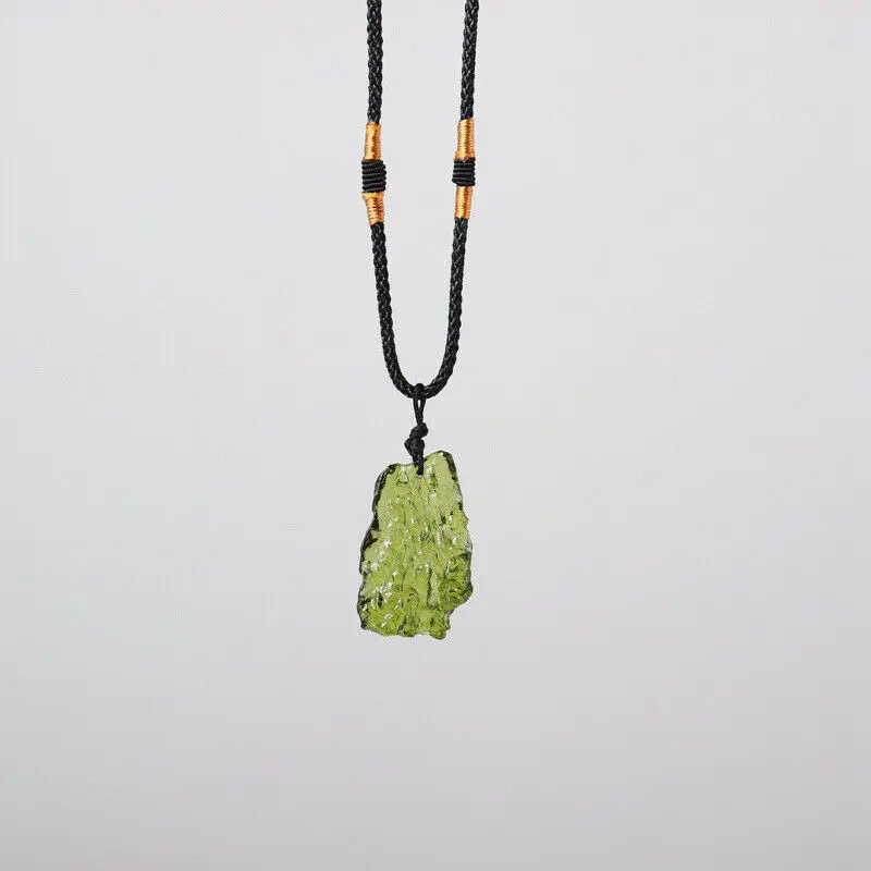 자연 녹색 체코 Moldavite 운 석 영향 펜 던 트 목걸이 차크라 치유