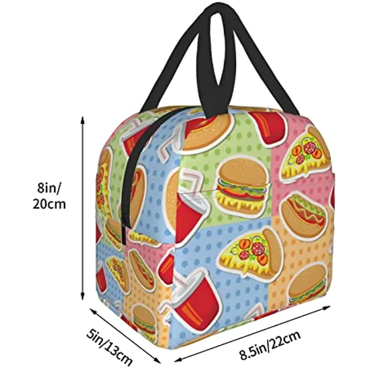 Circle and Burger Insulated Lunch Bag Reusable Lunch Bags Work Picnic Snack Cooler Bag