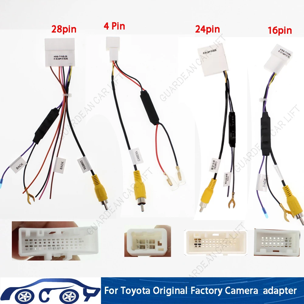 

(5PCS A SET)4-16- 24-28PIN Car Reverse Camera Output Video Adapter Wiring Cable For Toyota Original Factory Camera Video Output