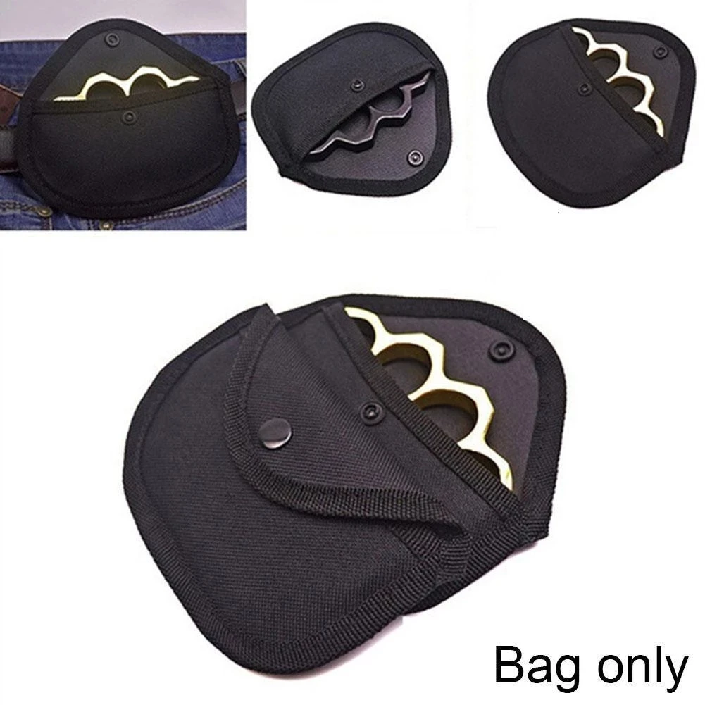 1pcs EDC Finger Tiger Protection Bag Iron Four-finger Cloth Cover Shockproof Soft Lining Fist Ring Hanging Buckle Bag (Only Bag）