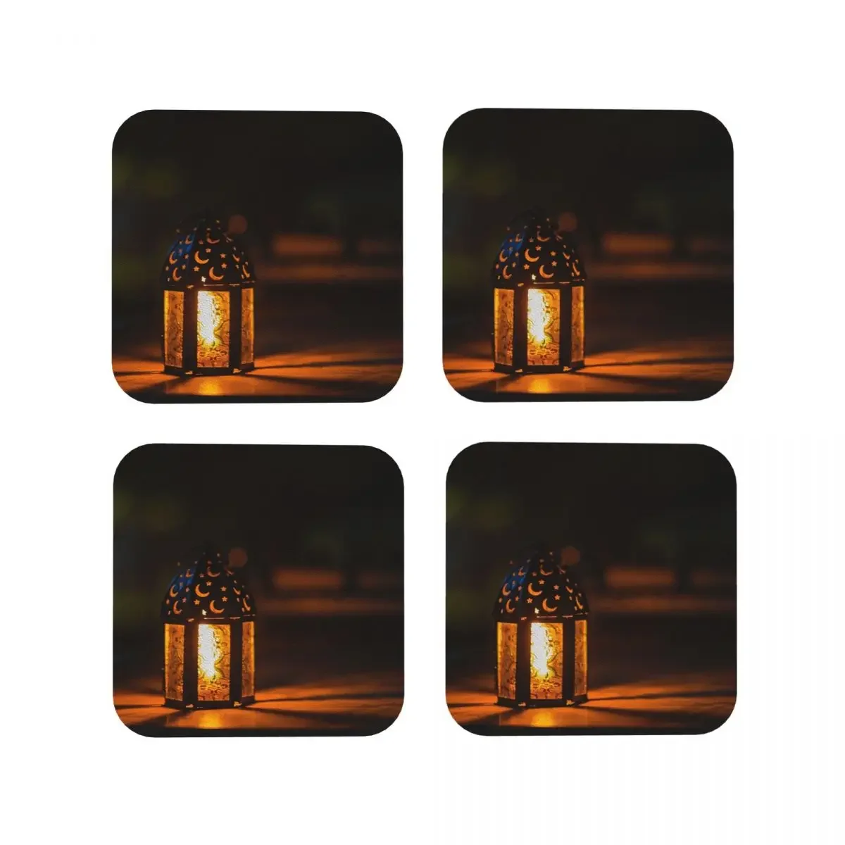 Beautiful Ramadan Kareem Coasters Coffee Mats Set of 4 Placemats Cup Tableware Decoration & Accessories Pads for Home Dining Bar