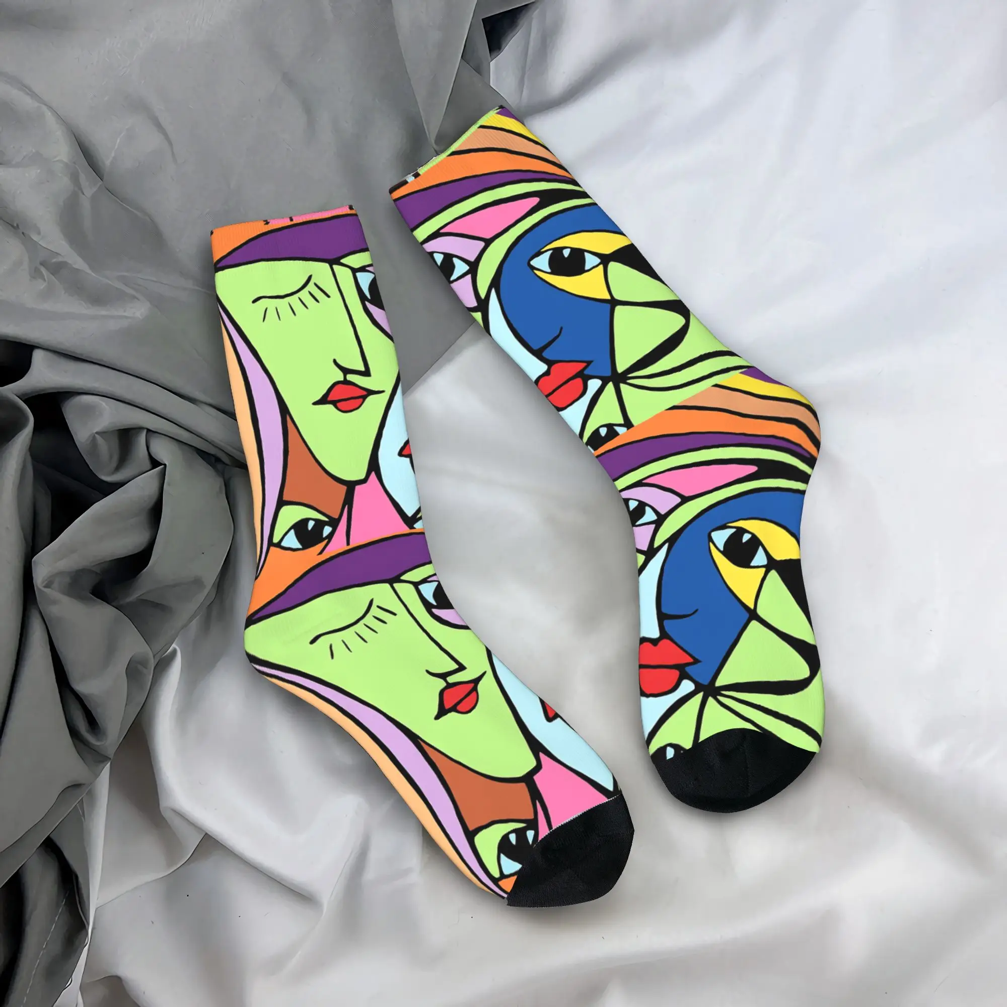 

New Male Men Socks Harajuku Picasso Coloured Faces Sock Polyester Sport Women's Socks Spring Summer Autumn Winter,