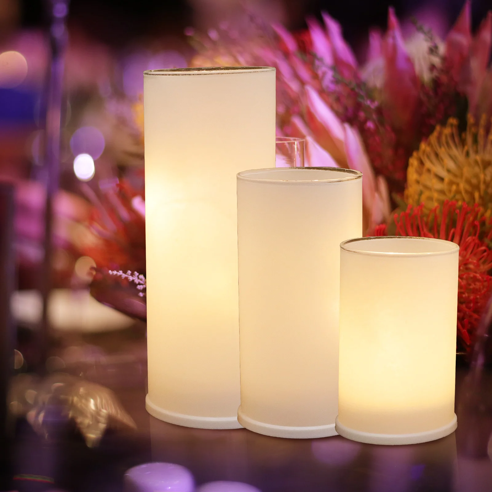 3 قطعة أضواء LED عديمة اللهب تعمل الشموع الكهربائية ديكور حفل زفاف رومانسية الجدول محور