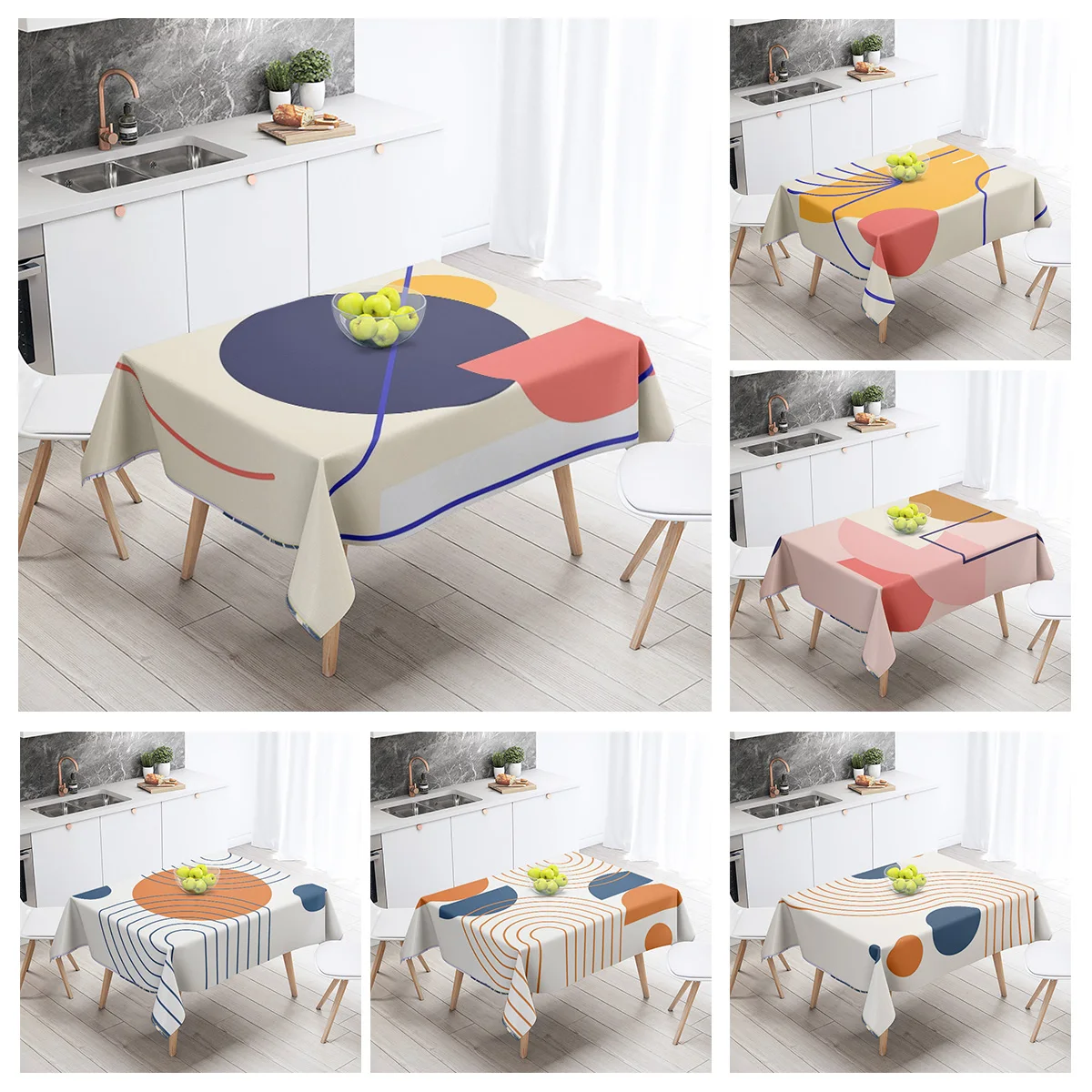 Abstract Geometric Tablecloth Waterproof Stain Resistant Party Decoration Restaurant Cafe Dining Table Tablecloths 140X200cm