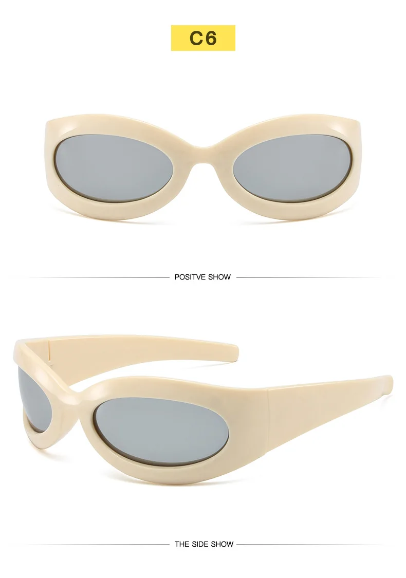 Übergroße Y2K-Sonnenbrille für Damen, trendig, großer Rahmen, Vintage-Sonnenbrille, modisch, futuristisch, Punk, Silbertöne, 2000er-Jahre – Detail 10