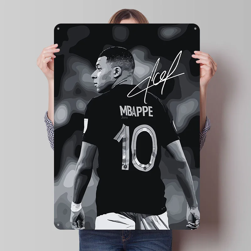 Mbappe Gedrucktes Poster, personalisierte Retro-Wandkunst, Vintage-Metallblechschilder für Wanddekoration, Heimdekoration, Wohnzimmer, Schreibtischdekoration
