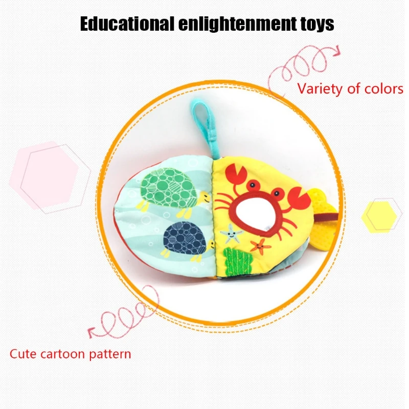 หนังสือผ้า3D รูปปลาสำหรับเด็กหนังสือเล่มแรกหนังสือพัฒนาการทางสมองของเล่นจดจำ Alat peraga mengajar ก่อนวัยเรียนแบบสนุกสนาน